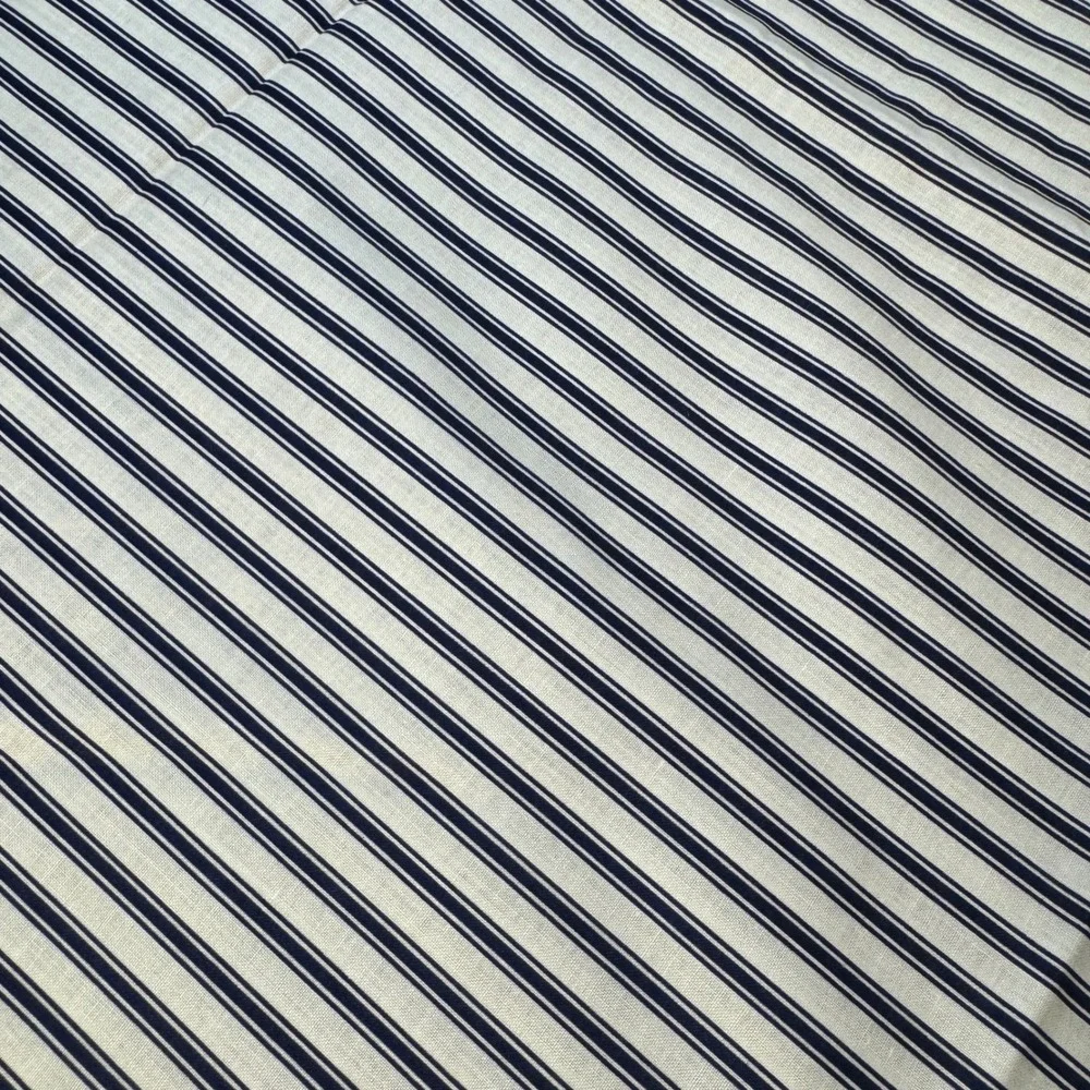The Cranston Collections Ticking Stripe Fabric 2 Yards Navy Blue Cream 44
